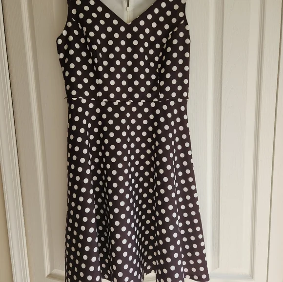 KASPER Brown Polka Dot Dress w/Belt - Picture 6 of 13
